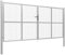 Homgoday Gartentor Zauntor Gitterzaun Doppelflügeltor Doppeltor Gartentür Zauntor Hoftor Zauntür Gartenpforte Einfahrtstor Metalltor Einzeltor Tor 415 x 200 cm Silbern