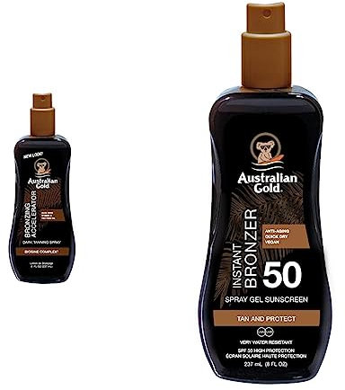 Australian Gold -Dunkelbräunungsbeschleuniger-Sprühgel, 237 ml (1er Pack) & SPF 50 Spray Gel + Bronzer, 237 ml