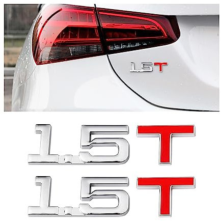 JNNJ 2 Stücke 3D Emblem Badge, Plakette Abzeichen Auto Sticker Abziehbild, Metall Motor Display Auto Aufkleber Emblem Abzeichen, Auto Aufkleber Tuning Metall(1.5T)