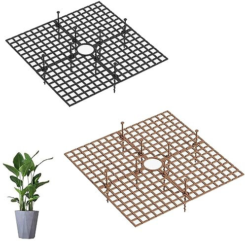 2 Stück Blumentopf Gitter,schneidbare Bodenabdeckung mit tiefen Heringen,Schützt vor Kindern und Tieren die Erde in Töpfen Umgraben,Pflanzengitter-Topfabdeckung, Blumentopf 30 cm Durchmess(Quadrat)