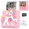 Cámara de impresión instantánea para niños con cubierta de silicona, regalos creativos para niñas de 4 a 12 años, cumpleaños, Navidad, cámara digital 1080P con tarjeta SD de 32 GB, color rosa