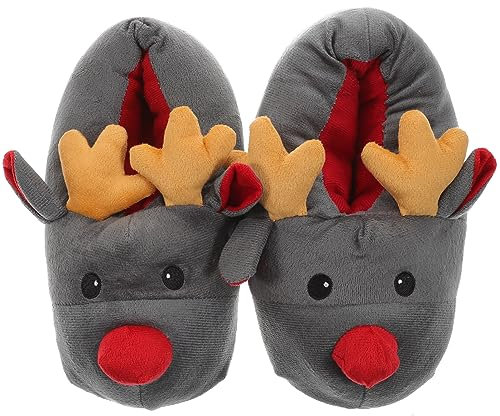 ERINGOGO Winter Hausschuhe Weihnachten Rentier Hausschuhe: 1 Paar Fuzzy Plüsch Warme Pelzigen Elk Hausschuhe für Frauen Mädchen Niedlichen Tierpantoffeln Winterschuhe Geschenk,40/41EU
