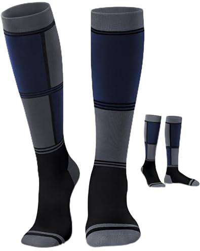 Reamphy 2 Paar Merinowolle Skisocken Herren & Damen,Wintersocken Warme Dicke Kniestrümpfe Herren Ski Socks,Thermostrümpfe Atmungsaktiv Skistrümpfe Socken für Outdoor Wintersport,Laufen,Ski Socken2