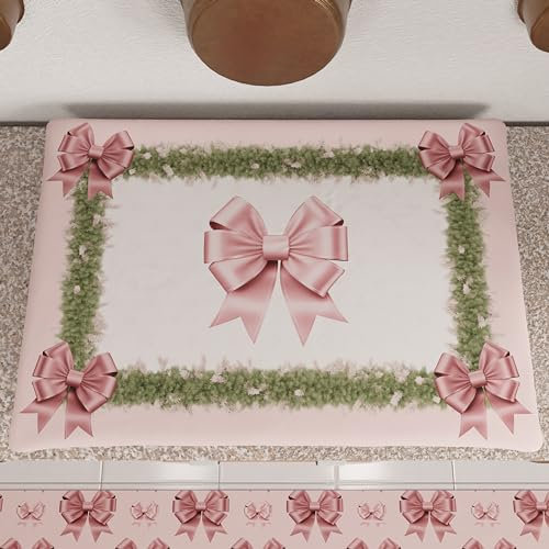 PETTI Artigiani Italiani - Coprifornello Natalizio, Coprifornello Cucina Natalizio, Copri Piano Cottura 50x70 cm, Coprifuochi Fiocco Rosa Piume, 100% Made in Itay