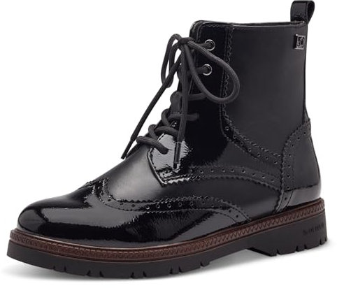 s.Oliver Damen Schnürstiefel ohne Absatz mit Reißverschluss Vegan, Schwarz (Black), 37 EU