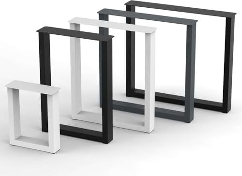 BK Styl 2 Stück Tischbeine aus Metall U-Form | Tischgestell aus 80x40mm Profilen | Tischkufen Tischfüße Möbelbeine für Schreibtische & Esstische (615x720mm Black)