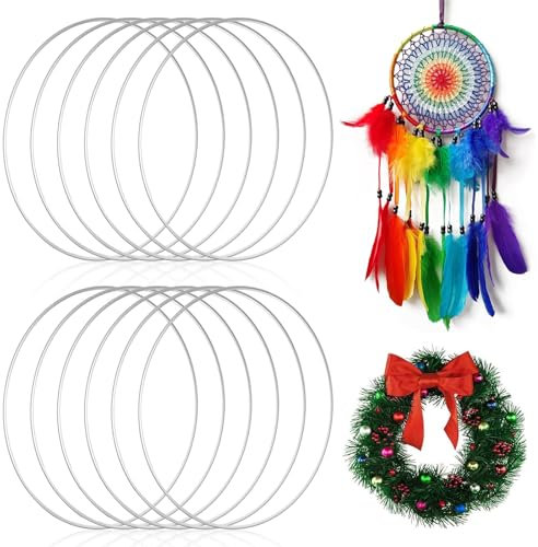 12 Stück Metallringe Zum Basteln, Makramee Ring, 10cm Traumfänger Ringe Metall Kranz Rahmen, Makramee Ringe Für DIY Floral Hoop, Hochzeitskranz, Floristik, Wandbehang, Blumen Reifen