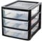 SIDSONS A4 PLASTIC STORAGE DRAWERS DRAW TOWER UNIT OFFICE DESKTOP TABLETOP HOME SCHOOL GARAGE MODULAR & PORTABLE DRAWERS DESK ORGANIZER SLIM A4 SIZE 2|3|4|6|8 TIERS (Black/Clear, A4 Slim 3 Drawers)
