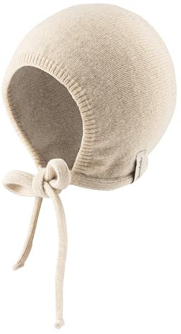 Sterntaler Strickmütze Lambswool - Mädchen Strickmütze mit Bindeband und Ohrenklappen - Baby Häubchen aus weicher Lammwolle - Wintermütze - Ecru, 37