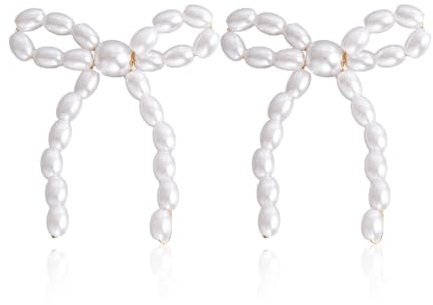 TOFBS Schleife Perlen Ohrringe Handgefertigt Süßwasserperlen Schmuck Elegante Ohrstecker Damen Mädchen Perlenohrringe