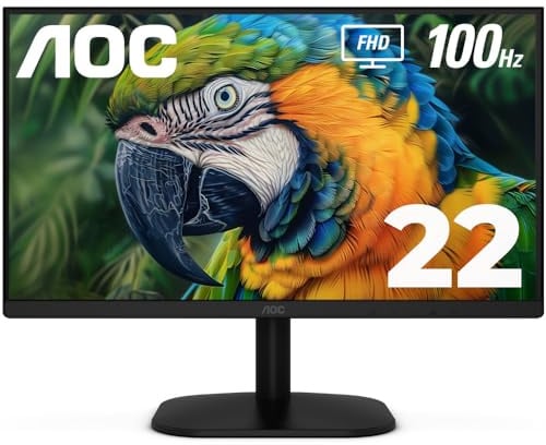 AOC Monitor LED 22B2HM2 22 Full HD (1920 x 1080) 100Hz, sincronizzazione adattiva, VGA x1, HDMI x1, senza sfarfallio, luce blu bassa, pronto per HDR, VESA, regolazione dell'inclinazione, uscita