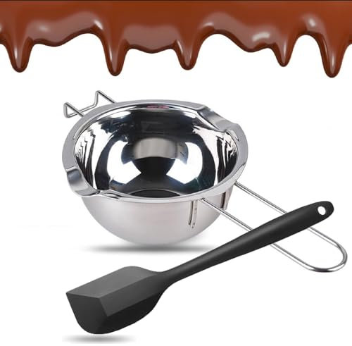 Edelstahl Schmelzschüssel, Wasserbad Schmelzschale, Wasserbad Schüssel, mit 1 Spatel Schmelztopf Schüssel Schmelztopf für Schmelzen Schokolade Schokolade Zucker Butter Käse Kerzen