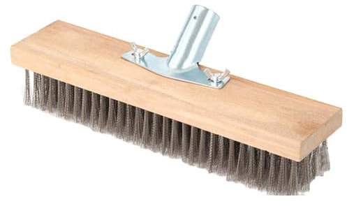 Cepillo para terraza, Cepillo de Escoba de Alambre, Cepillo de Alambre para terraza de Acero Inoxidable, Cepillo para hormigón, Escoba de cerdas rígidas para Limpiar terrazas al Aire Libre, Garaje