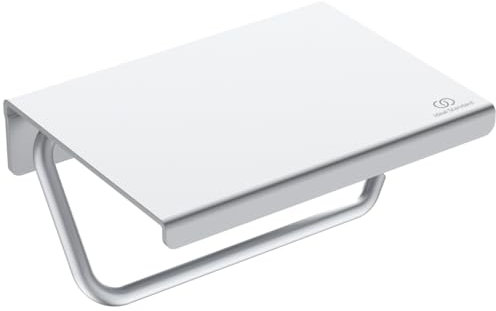 Ideal Standard Alu+ Toilettenpapierrollenhalter mit Ablage – Klopapierhalter WC, Papierrollenhalter, Papierhalter für Badzimmer, Silver
