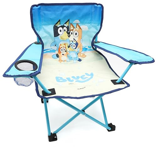 Toyland® Silla Plegable para Acampar para niños Bluey & Bingo con portavasos y Bolsa de Almacenamiento Viajes de Campamento, Playa y jardín