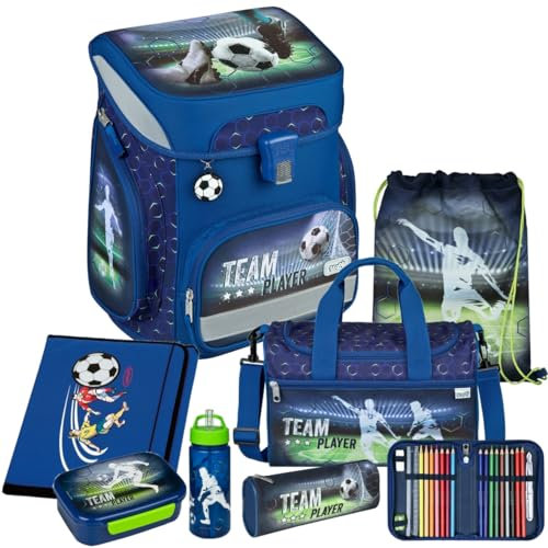 Undercover Team Player - Fussball - Schulranzen-Set EasyFit 9tlg. mit Sporttasche, Brotdose und Trinkflasche - Heftbox A4 Gratis