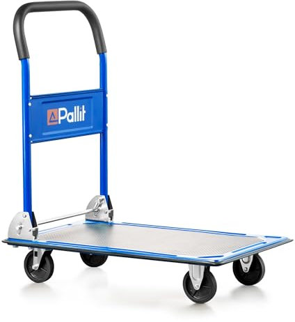 Pallit Carro de transporte plegable en color azul, 150 kg, con plataforma con revestimiento antideslizante
