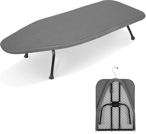 IBVIVIC Tabla de planchar plegable pequeña de malla metálica con pies antideslizantes para uso doméstico, 81 cm x 30,5 cm, color gris