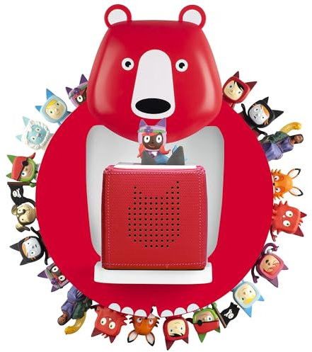 Xozoyo Kinder Regal Personalisiert Magnetischer, kompatibel mit Toniebox und Tonies für über 30-48 Figuren - Wandregal für die Musikbox - Zum Spielen und Sammeln - für Kinder Baby Zimmer (Rot)