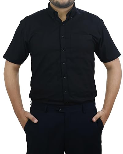 biyya® Men's Formal Dress Shirt Plain Short Sleeve Mens Dress Shirt 100% Cotton Business Causal Button Down Shirts for Men with Pocket S-3XL (MHDS-168-A, XL)