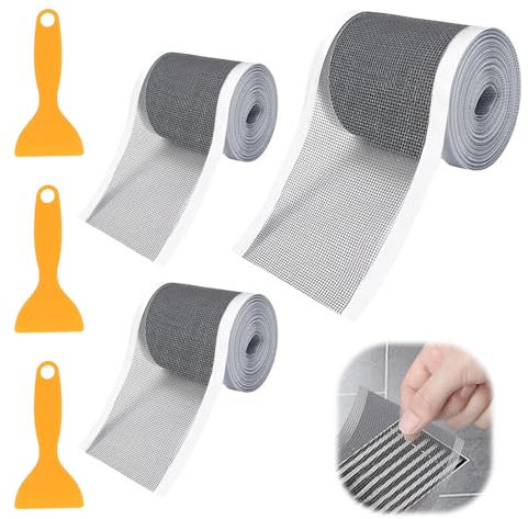 3 Stück Haarsieb Dusche Selbstklebend, 7cm × 5m Haarfänger Dusche, Abflusssieb Dusche mit Plastikspatel, Duschsieb Abfluss Haare, Haarsieb Duschrinne Abflussfilter für Küche, Badezimmer