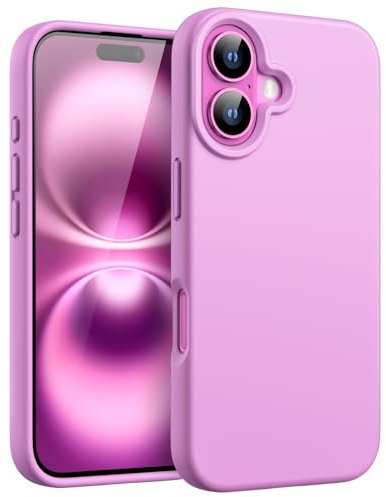 JETech Liquid Silicone Case for iPhone 16 6.1-Inch, Silky Soft Touch Full-Body Protective Phone Case, Anti-Scratch Shockproof Cover with Microfiber Lining (Pink)