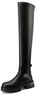 QUEEN HELENA Stivali Alti Sopra il Ginocchio Aderenti Casual Donna X31-75 (Nero, Sistema Taglie Calzature EU, Adulto, Donna, Numero, Media, 40)