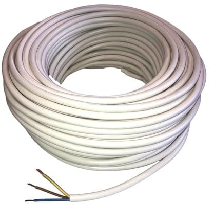 10m Schlauchleitung Gerätekabel H05VV-F 3G1,5 mm² weiß, rund. Weitere Längen wählbar.