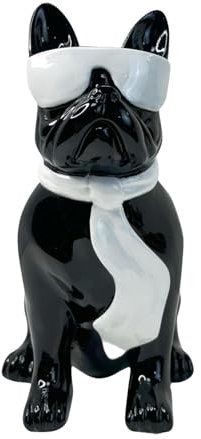 Bulldogge Statue - Französische Bulldogge Statue - Bürodekoration aus Harz für Hunde, Französische Bulldogge Statue Welpenstatue Schal, Brille, Hundefigur für Wohnzimmer, Nachttisch, Deko
