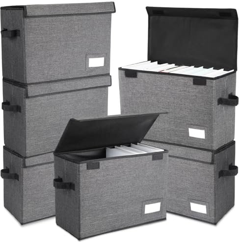 Chuangdi 6 Pcs Comic Book Storage Boxes, Back to School Collapsible Comic Short Box Case with Lid, 15.8 x 7.9 x 11.4 Inch Book Bin Container Holds 150 Comics(Charcoal Gray)