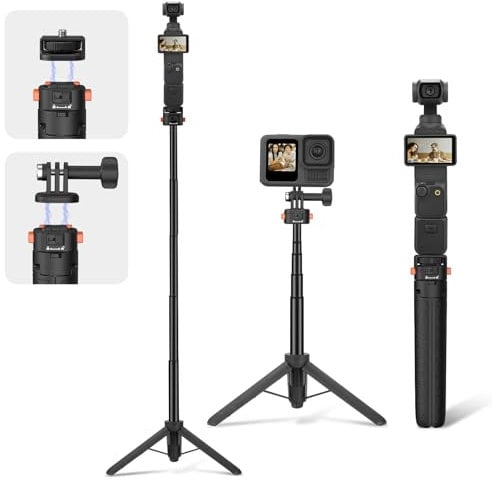53CM Osmo Pocket 3 Stativ für GoPro Action Camera, Minischreibtisch-Auslegestativ Kleiner handgehaltener Selfiestick mit Schnellverschluss 1/4'' für Vlog für DJI Action 5 für Insta360 X5 X4 Zubehör