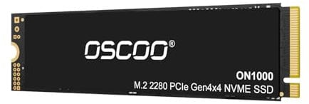 OSCOO NVMe SSD 1TB – Gen4x4 M.2 PCIe 2280 Internal Gaming Solid State Drive, Up to 5200MB/s Read & 4800MB/s Write, 3D NAND Flash, Compatible with PS5, Laptop, Desktop – ON1000