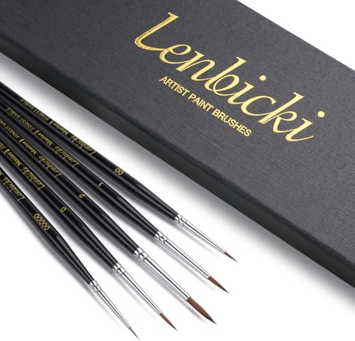 Kolinsky Sable Brushes Miniature 5PCS Professional Fine Detail Micro Paint Brush Set for Watercolor, Acrylic, Oil, Model, Paint by Numbers