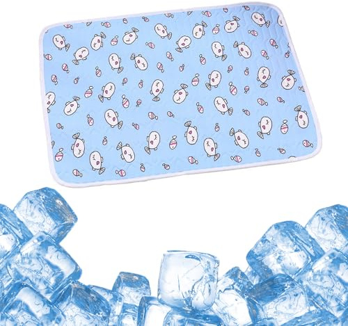 Quorlis Dog Cooling Mat - 70x90cm Cool Mat for Dogs, Washable Self Cooling Pad with Ice Silk Fabric, No Gel, Durable Cool Mats for Dogs Cats, for Indoor Outdoor Car Summer Use
