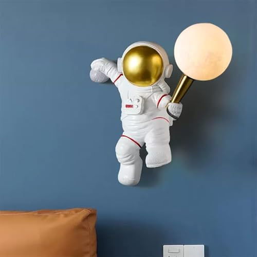 Stesulfr LED Wandleuchte Astronautenstil LED Wandlampe Kinder Harz Cartoon Weiße Wandleuchte Jungen Kinder Schlafzimmer Esszimmer Nachttischlampe Korridor Gang Wohnzimmer Wandlampe(1PC)
