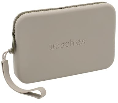 waschies Travel Bag Stone - Wasserabweisende, Elastische und Flexible Kulturtasche - Waschbare Kosmetiktasche für Make-up & Hygieneartikel, für jeden Koffer, Handtasche geeignet, 19 x 12,5 x 2 cm