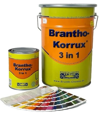 Brantho Korrux 3in1 Rostschutzfarbe - Primer, Rostschutz und Lack RAL 9016 - verkehrsweiss / 750ml