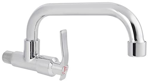Barsensspüle Wasserhahn, G1/2in 360 Schwenkuniversalwand montiert Edelstahl Einer kaltes Wasserkleid Waschbecken Wasserhahn für Heimküche Badezimmer (25 cm)