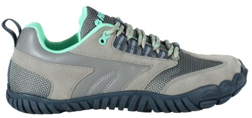 HI-TEC - Barefoot Men's Figaro Low WP Shoes | Barefoot Man Mountain, Hiking | Footwear Friendly, Comfortable, Minimalist | Lightweight, Breathable and Flexible, Grey, 5 UK