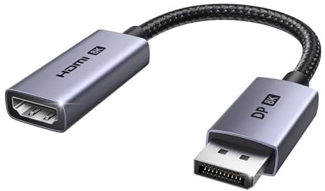 UGREEN 8K@60Hz DisplayPort to HDMI Adapter DP 1.4 to HDMI 2.1 Cable | 4K@240Hz/2K@240Hz Uni-Direction Aluminum Multi Screen Gaming for Monitor Projector HP Dell HDTV Asus AMD GPU NVIDIA