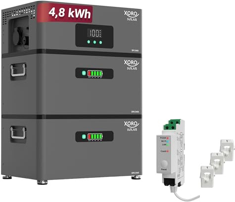 XORO SOLAR ATLAS-E 4,8 kWh AC-Solarspeicher mit Pro 3EM Smart Meter | für Balkonkraftwerk und Dachanlagen, 2400W Lade-/Entladeleistung, Notstrom, IP65, App-gesteuert, erweiterbar auf 12 kWh