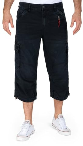 Timezone Herren 3/4 Cargo Jeans Loose MILESTZ Short Mid Waist Loose Fit W30-W40, Größe:W 36, Farbe:T2 50009.3262-09900 Used Black Wash