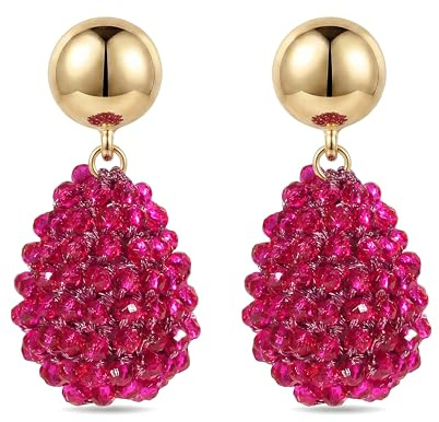 Boho Damen Ohrringe Hängend Ohrringe Mit Anhänger Glamour Statement Schmuck Mit Kristallperlen Elegante Ohrhänger Als Geschenk Und Für Partys