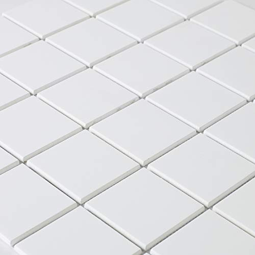 Mosaïque en solid surface 100 x 50 cm - carreau 5 x 5 cm blanc pur lisse