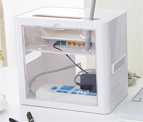 SJHO Kabelmanagement Box Line Manager - Router Aufbewahrungsbox - Weiß Schwarz,White