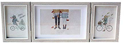 DODXIAOBEUL 5x7 Photo Frame 3 Picture Folding Vertical 6x8 Horizontal 3 Picture Frame Wedding Family Kids Frame White Wood Grain A2