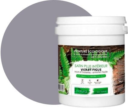 PINTURA natural ecológica aspecto satinado Natura – Tassili – pared interior – 33 colores – 1 l – 18 M², morado