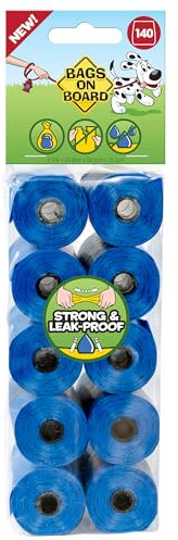 Bags On Board Recharge de Sacs Bleu Ramasse Crottes pour Chien 140 Sacs pour Chien