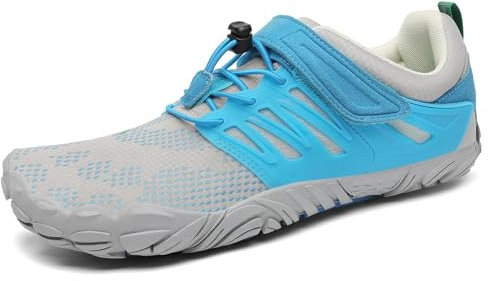 SAGUARO Barfußschuhe Herren Barfussschuhe Damen Barfuss Schuhe Zehenschuhe Outdoor Fitnessschuhe rutschfest Traillaufschuhe Barefoot Shoes mit Zero-Drop Solhe Azurblau, Gr.38 EU
