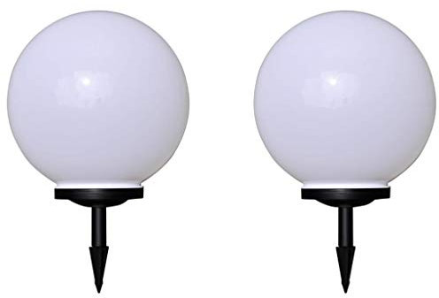 Tidyard 2-teilige LED-Solarleuchten-Set Wegeleuchten 40 cm mit Erdspieß,Solarkugellampe Lampe-1 vorinstallierte wiederaufladbare AA von 1,2V/NI-MH 600mAh,12 x 0,1 W LED mit warmweißem Licht/STK